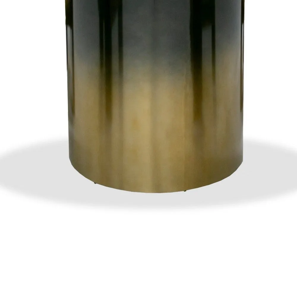 Cid Vito 47 Inch Dining Table, Round Top, Steel Pedestal Base, Black Wood By Casagear Home