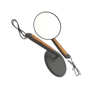 Cipa USA 01908 Motorcycle Round LED Lighted Mirror Kit; Black [Left And Right Side];