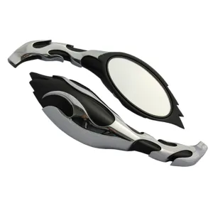 Cipa USA 01919 Motorcycle Flame Mirror Kit; Two Tone [Left And Right Side];