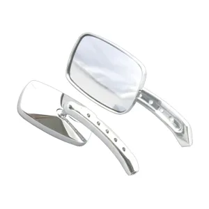 Cipa USA 01944 Motorcycle Rectangle Small Mirror Kit; Chrome [Left And Right Side];