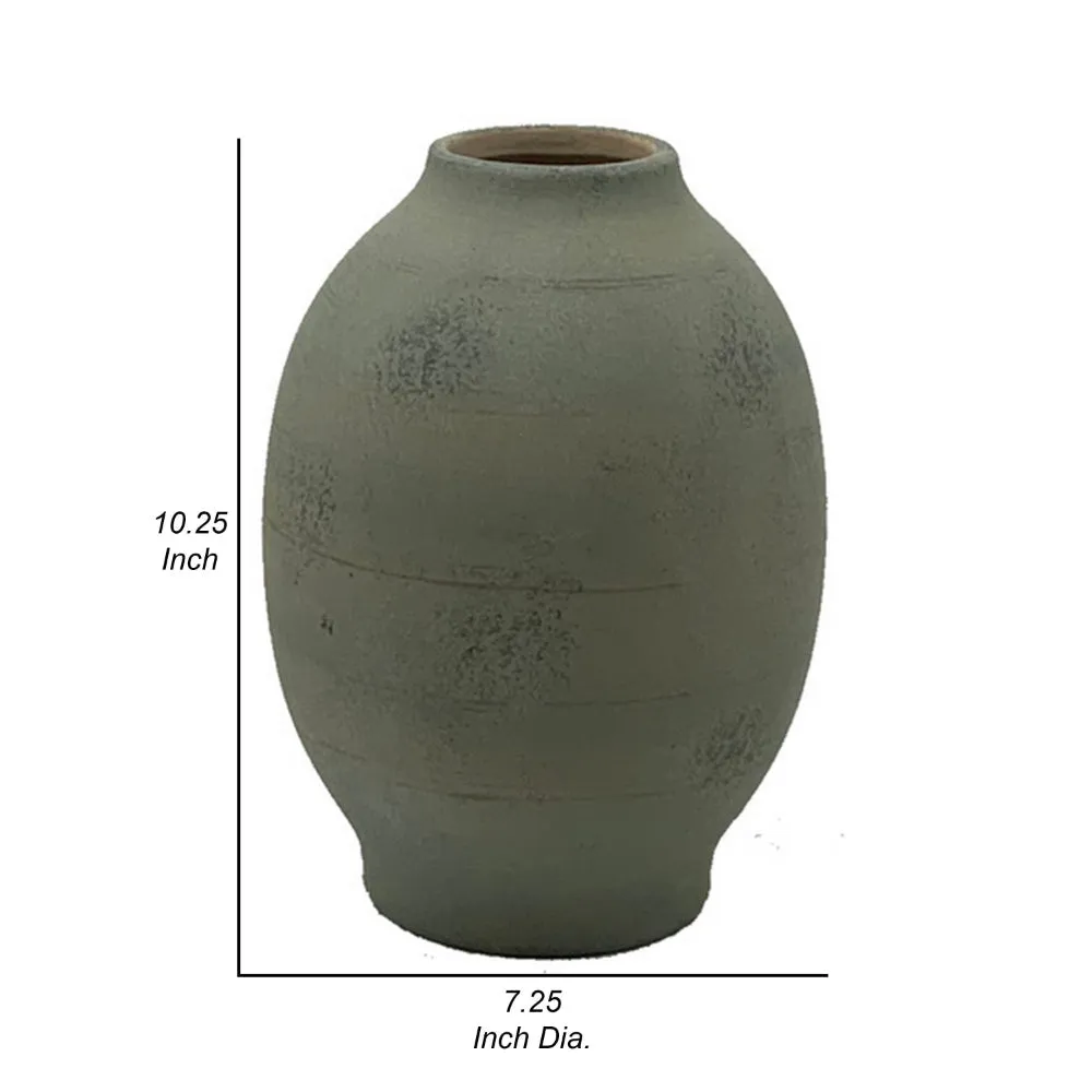 Col Home Decor Flower Vase, Traditional Urn Shape, Dark Green Ceramic By Casagear Home
