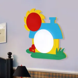 Colorful Wooden LED Cartoon House Wall Light for Nursery