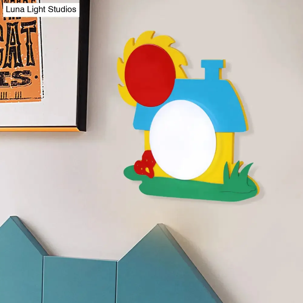 Colorful Wooden LED Cartoon House Wall Light for Nursery