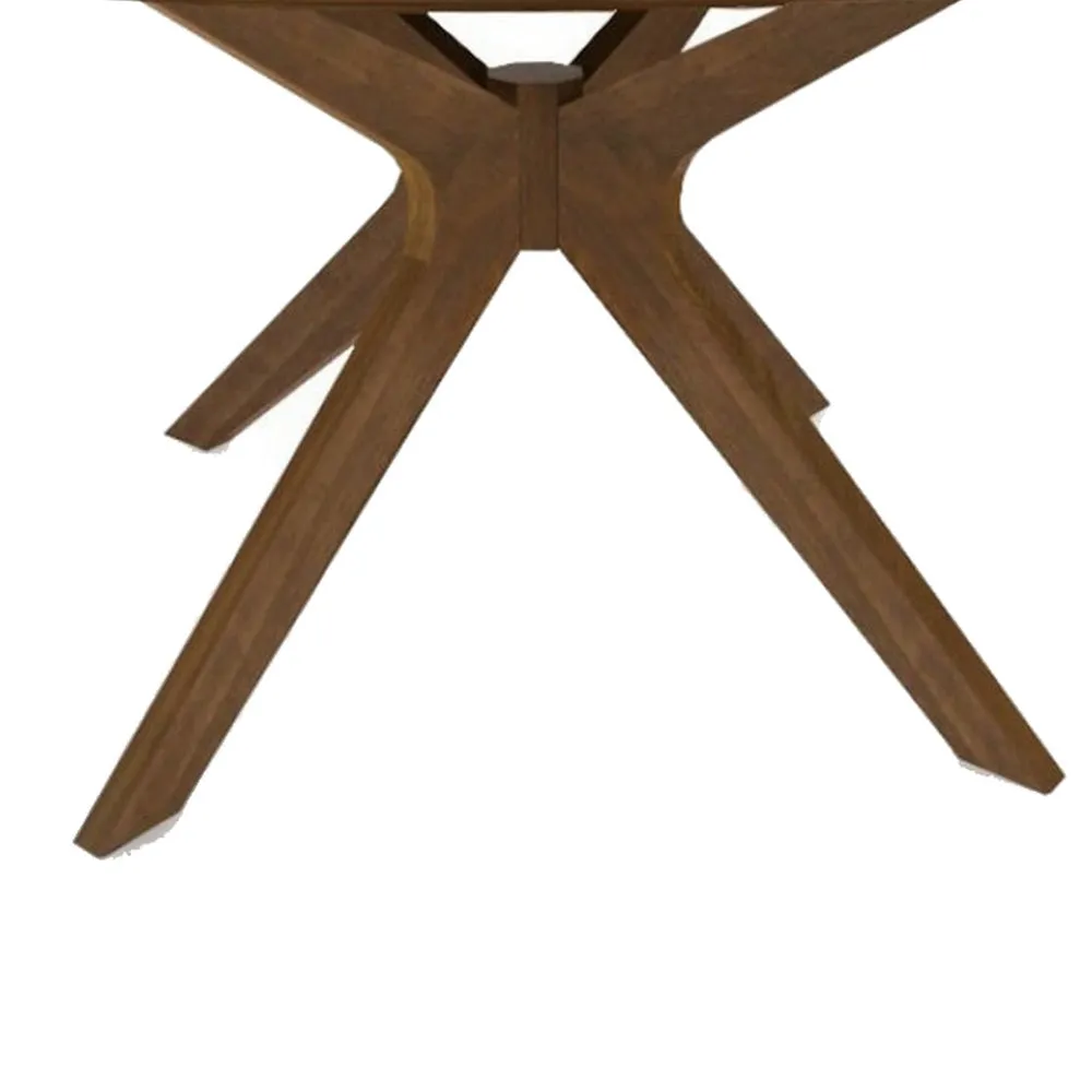 Contemporary 59 Inch Round Wooden Dining Table with Spider Legs, Brown By Casagear Home
