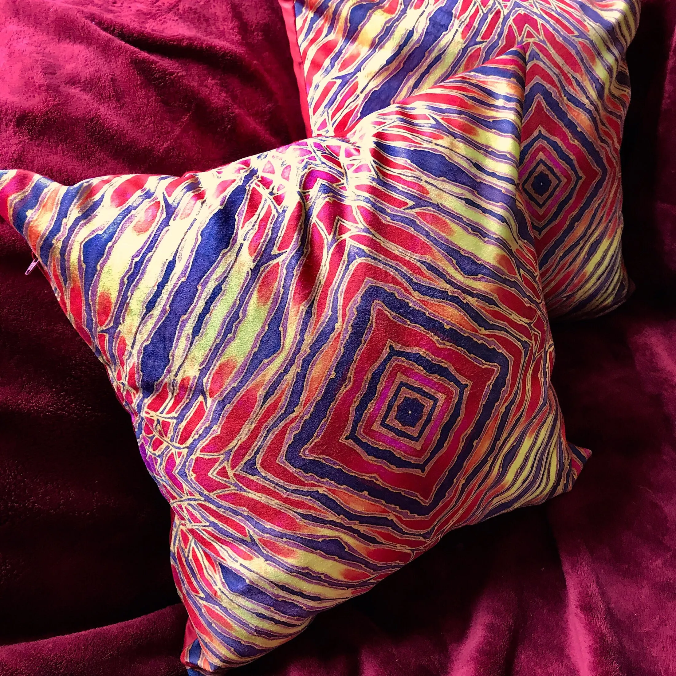 Contemporary Red  velvet Cushions - Reds Yellow Velvet Cushions