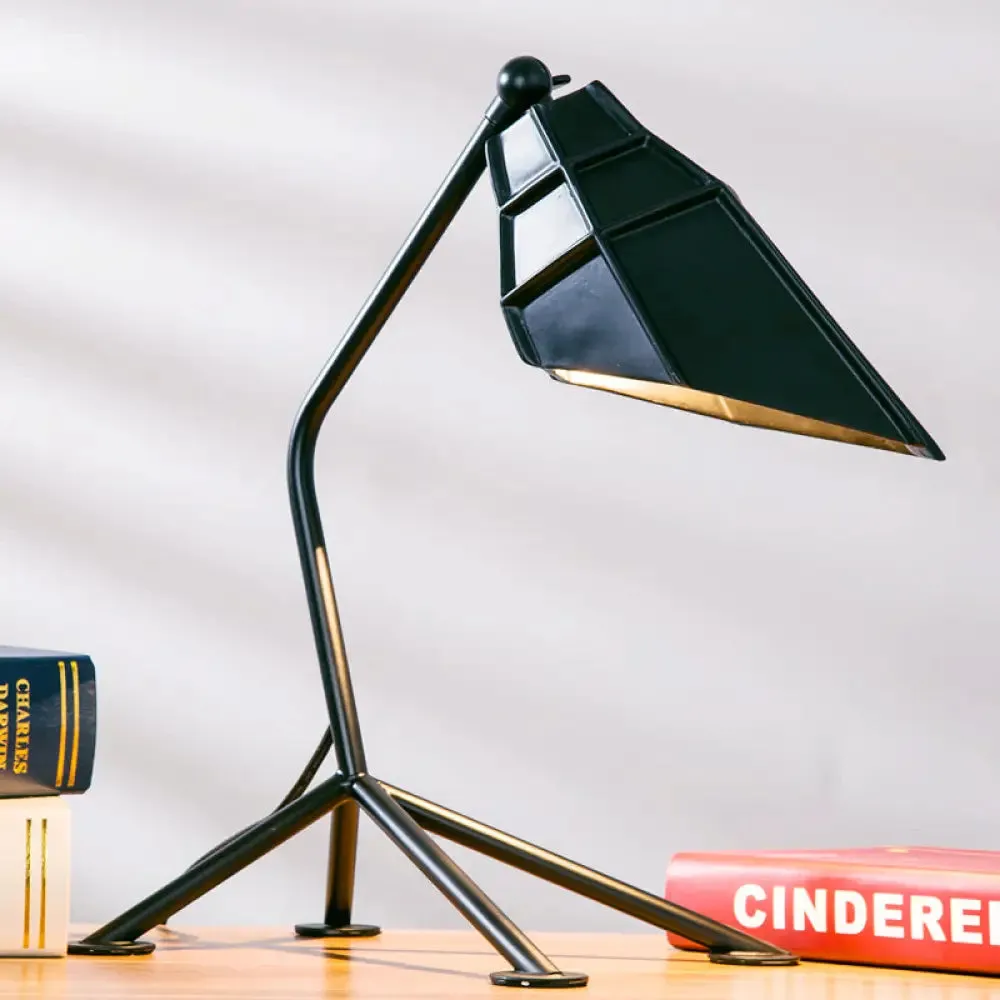 Contemporary Style Geometric Shade Tripod Table Lamp - Metallic 1 Head, Black/Red - Adjustable, Stylish Lighting