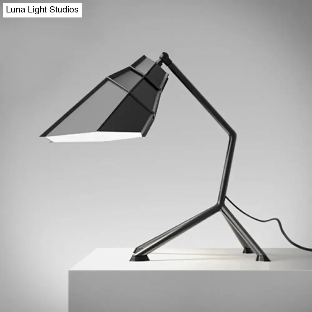 Contemporary Style Geometric Shade Tripod Table Lamp - Metallic 1 Head, Black/Red - Adjustable, Stylish Lighting