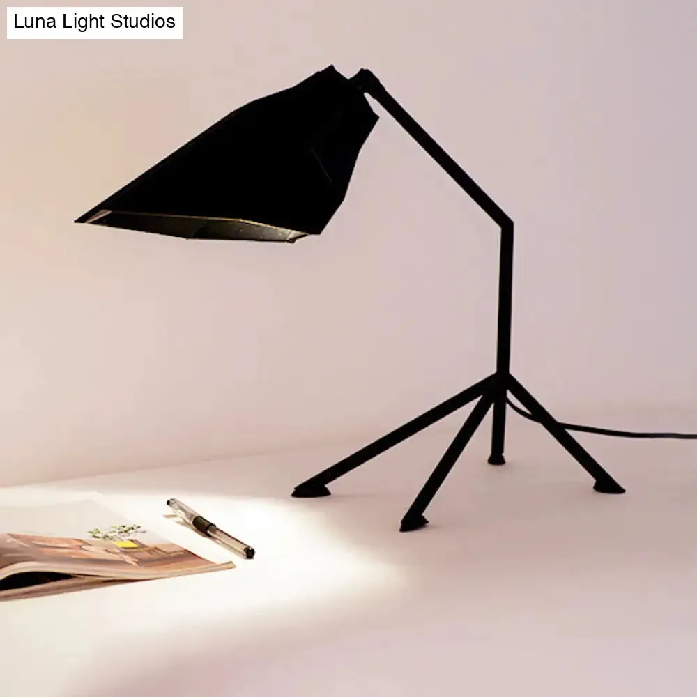 Contemporary Style Geometric Shade Tripod Table Lamp - Metallic 1 Head, Black/Red - Adjustable, Stylish Lighting
