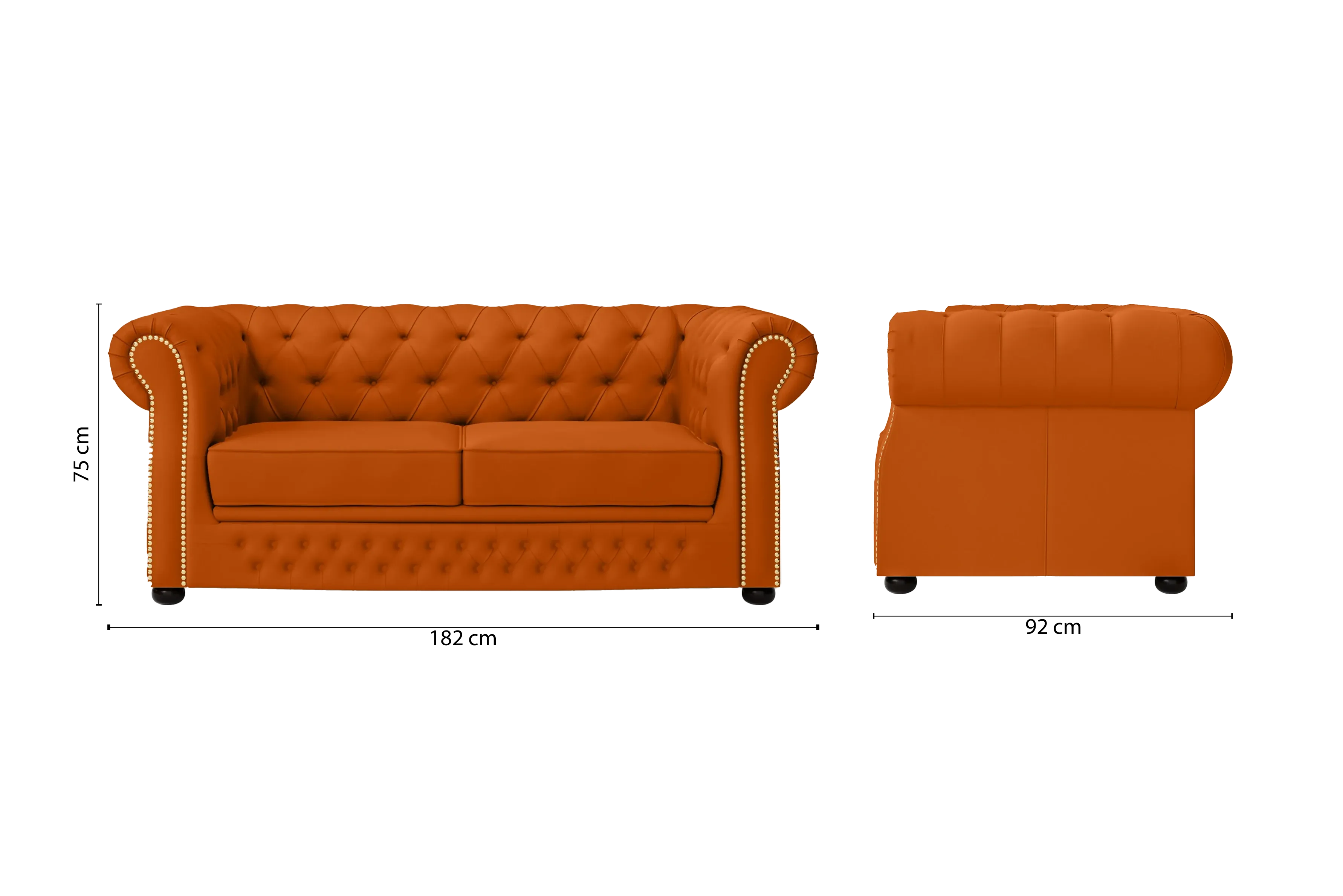 Cuneo 2 Seater Sofa Orange Leather
