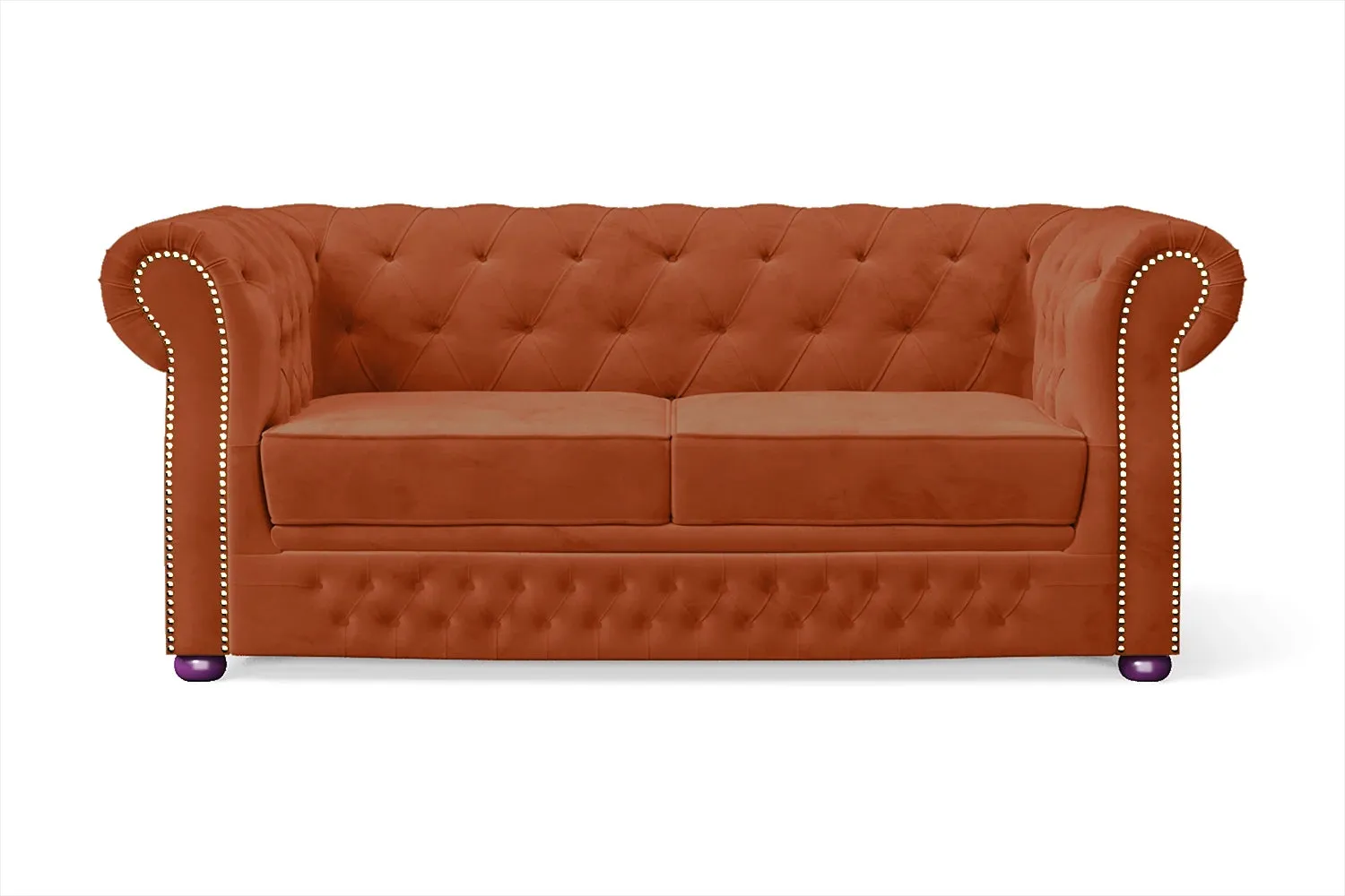 Cuneo 2 Seater Sofa Orange Velvet