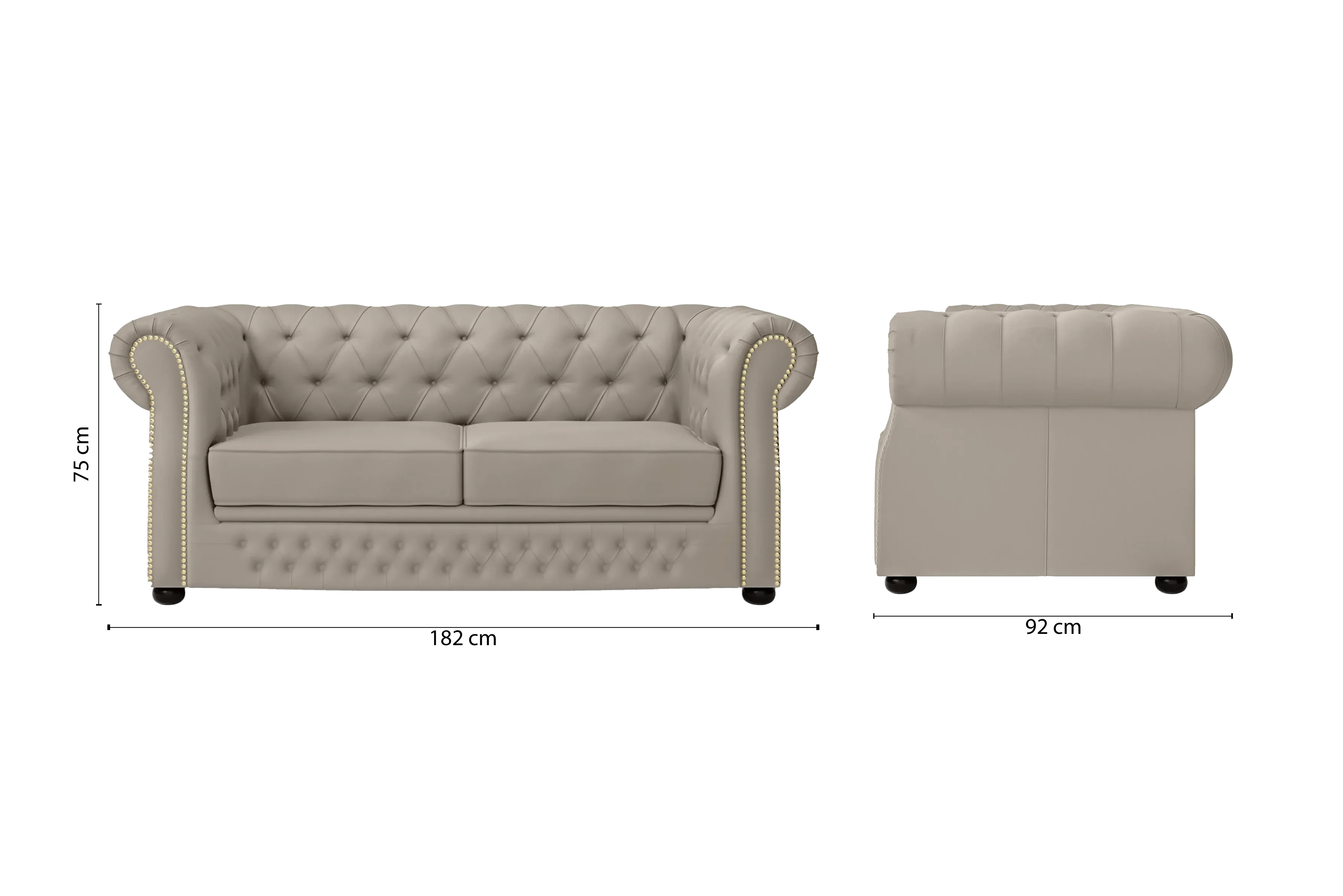 Cuneo 2 Seater Sofa Sand Leather