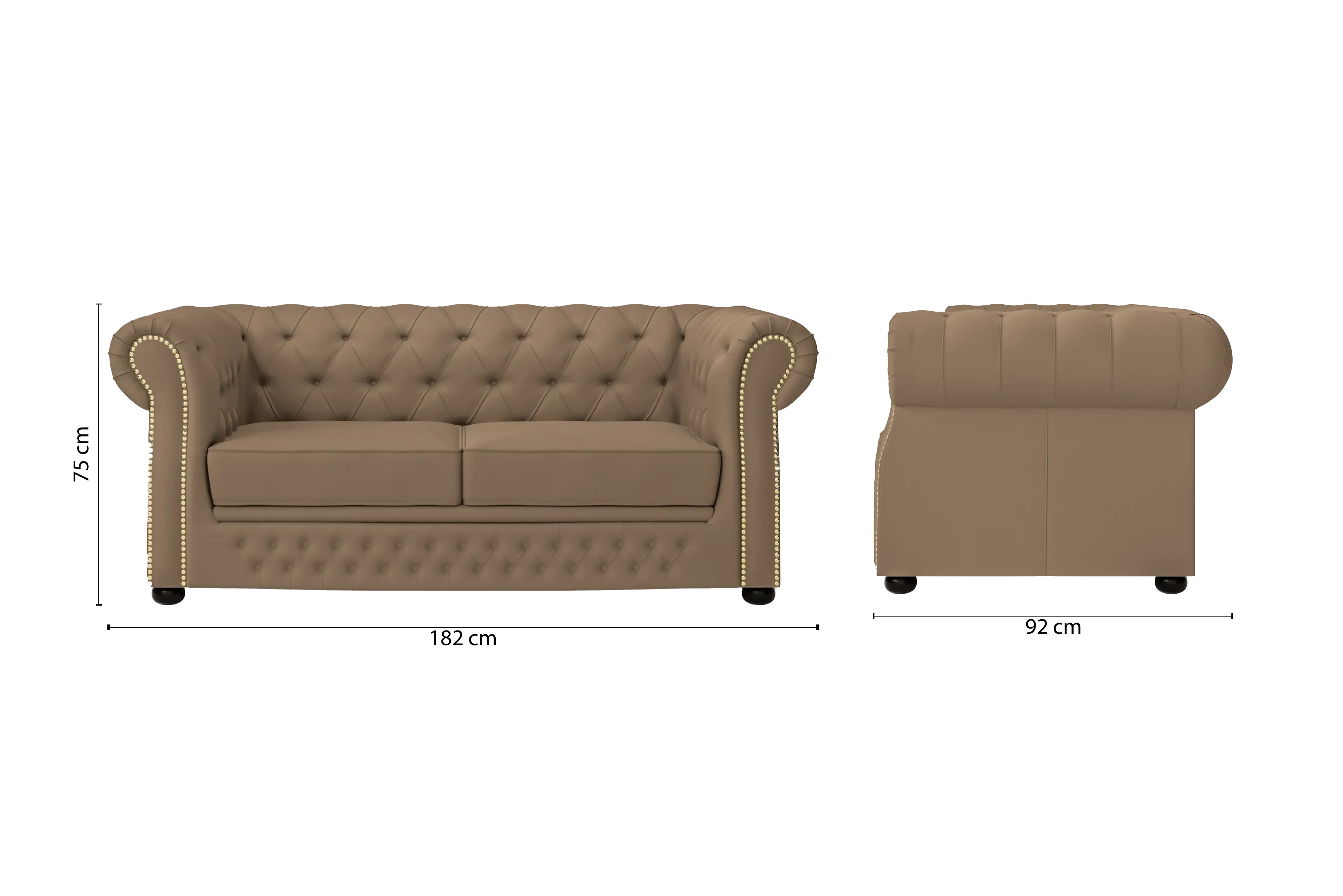 Cuneo 2 Seater Sofa Stone Leather