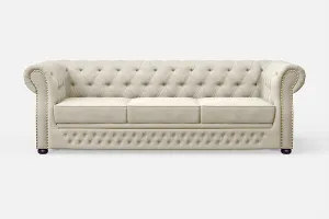Cuneo 3 Seater Sofa Cream Linen Fabric