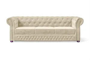 Cuneo 3 Seater Sofa Cream Velvet