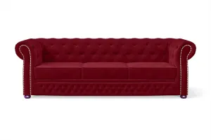 Cuneo 3 Seater Sofa Red Velvet