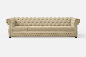 Cuneo 4 Seater Sofa Beige Linen Fabric