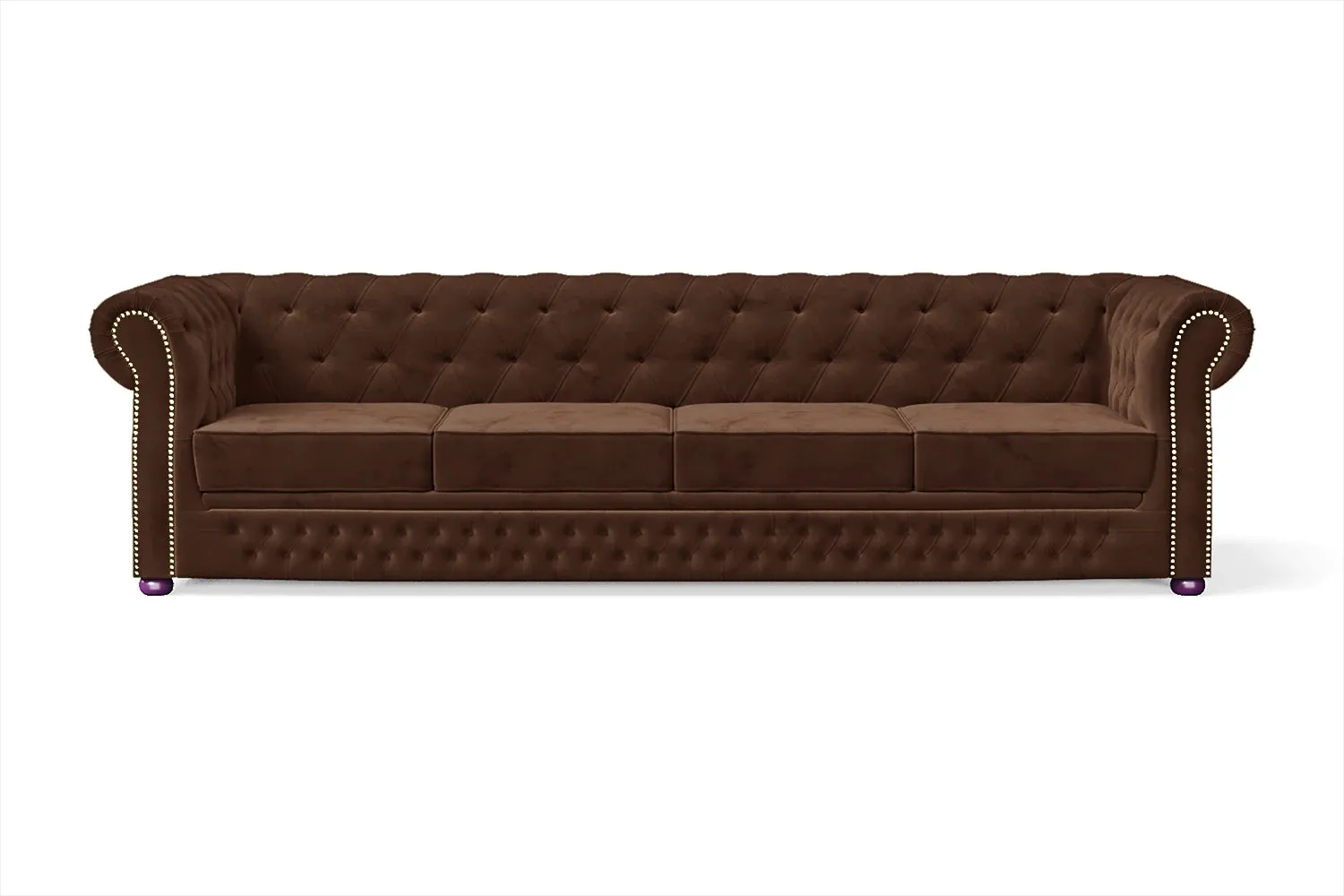 Cuneo 4 Seater Sofa Coffee Brown Velvet