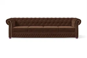 Cuneo 4 Seater Sofa Coffee Brown Velvet