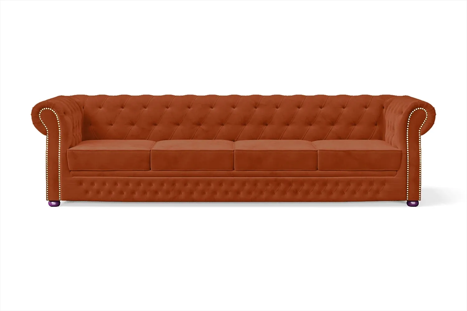 Cuneo 4 Seater Sofa Orange Velvet