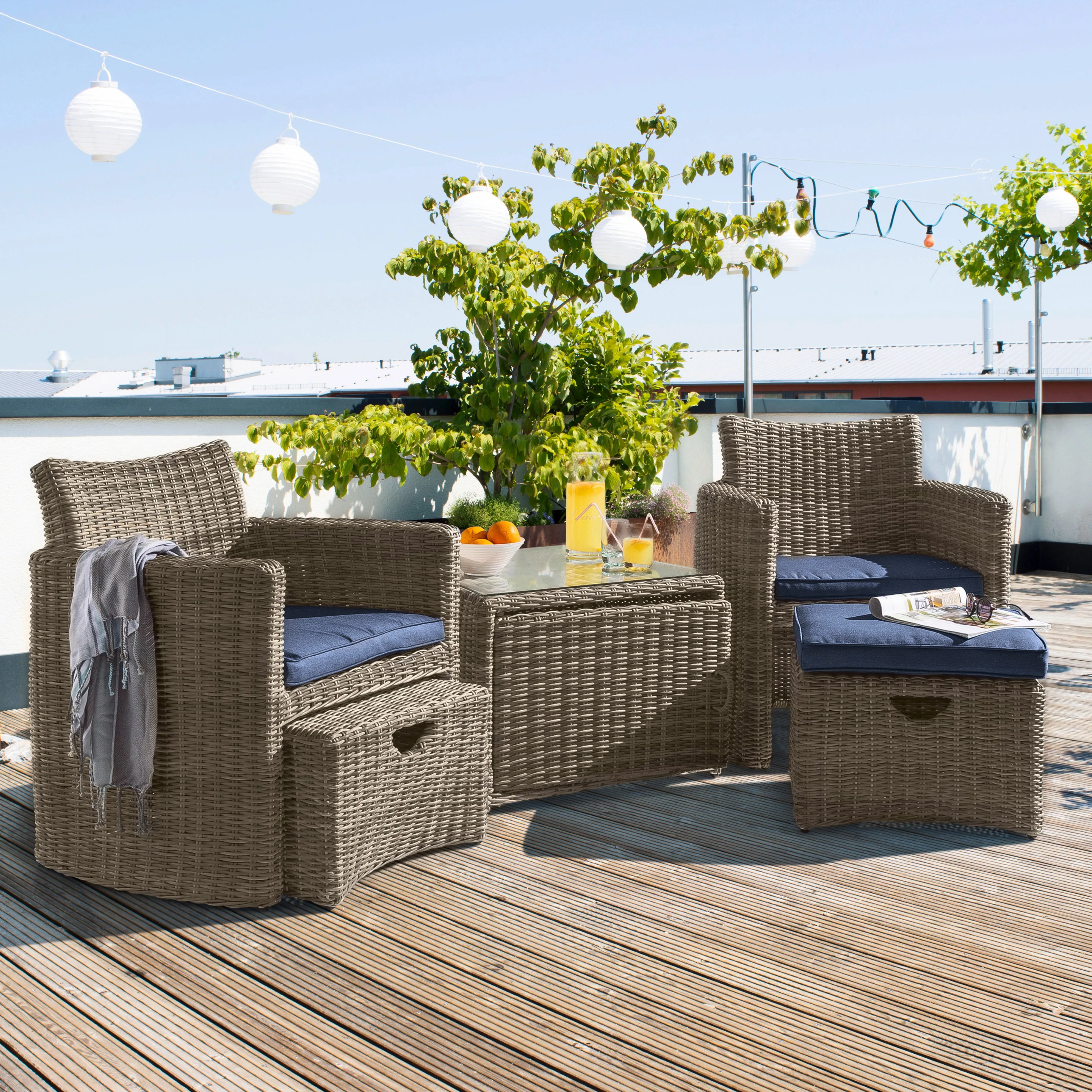 Cupido Wicker 2-Person Conversation Set With Cushions