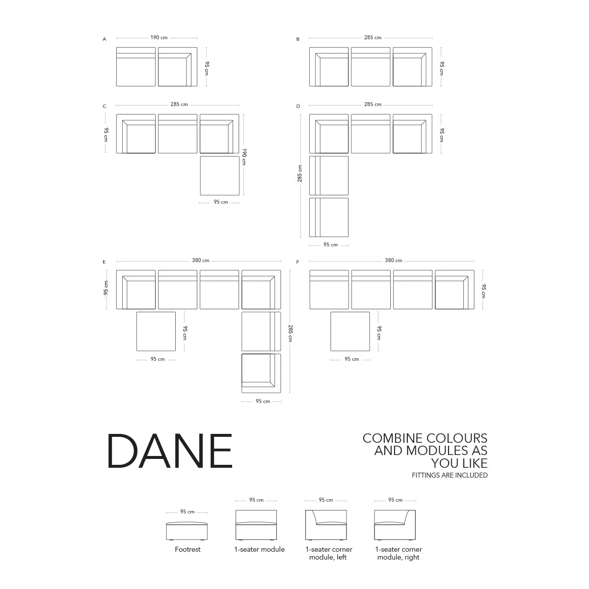 Dane Boucle 1 Seater Right Corner Modular Sofa