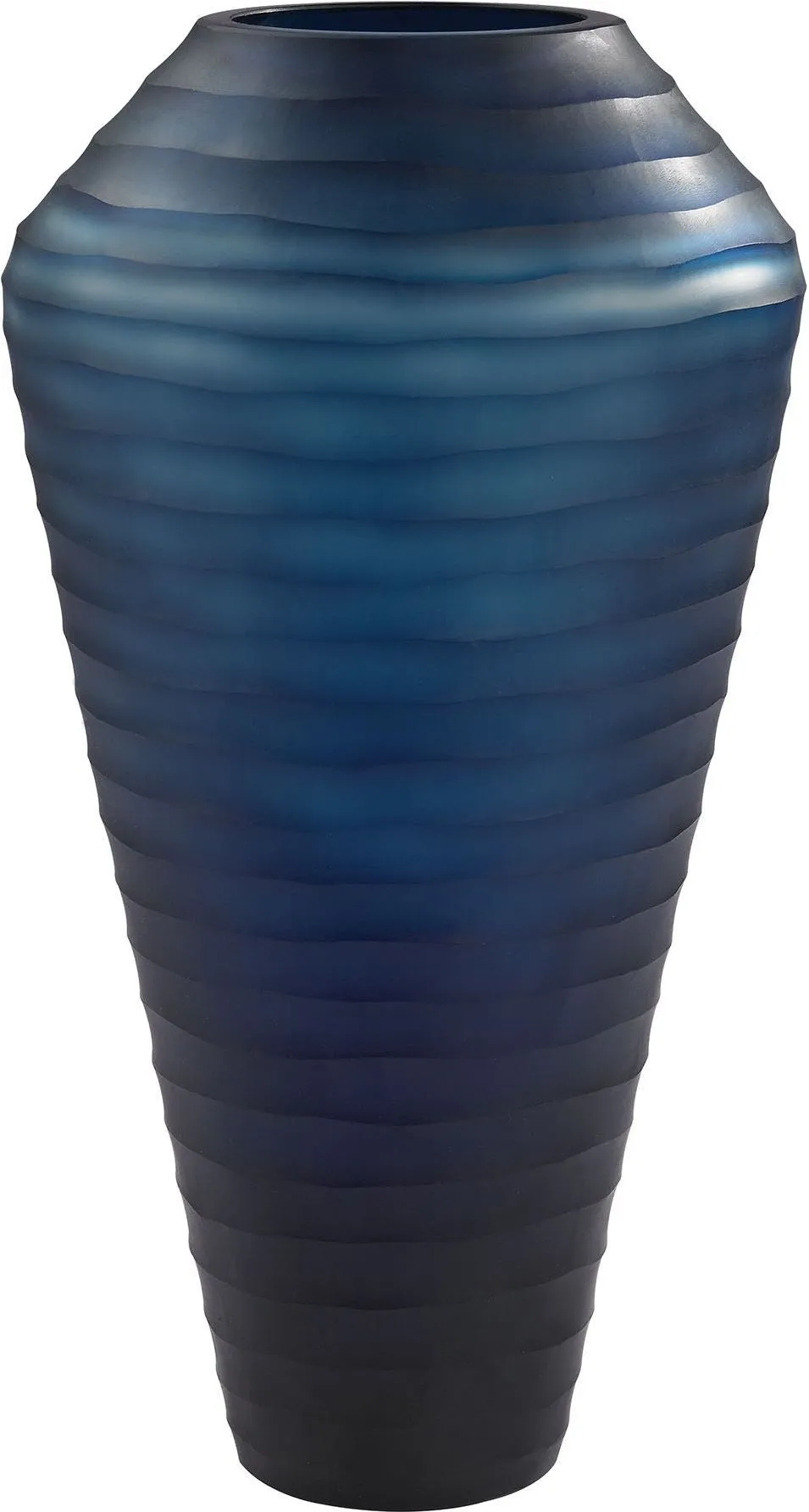 Deep Blue Indigo Ribbed Vase