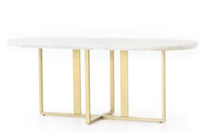 DEVAN OVAL DINING TABLE, BRASS PATINA