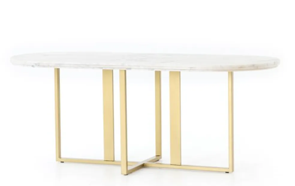 DEVAN OVAL DINING TABLE, BRASS PATINA