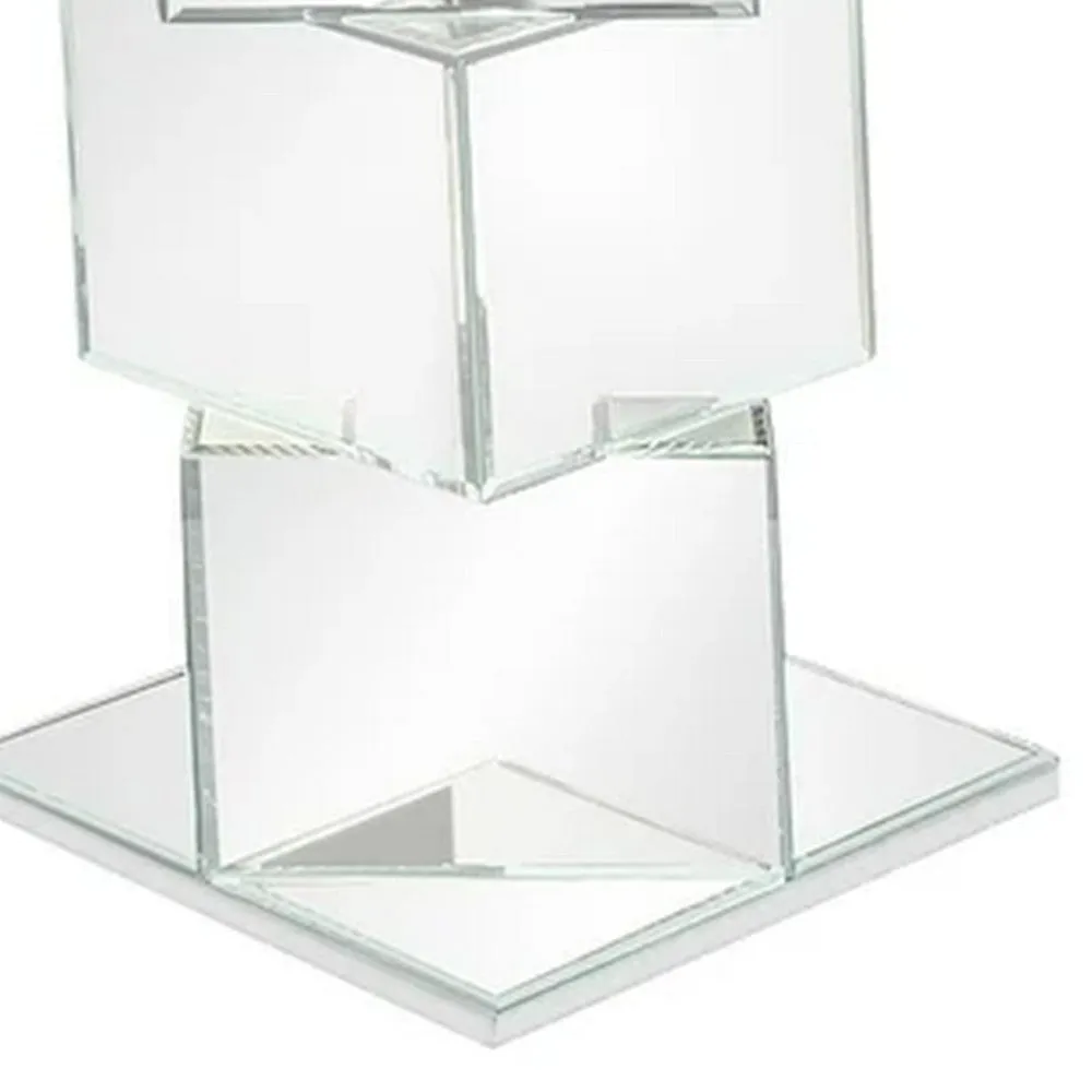 Dining Table with Round Glass Top, Silver and Clear By Casagear Home