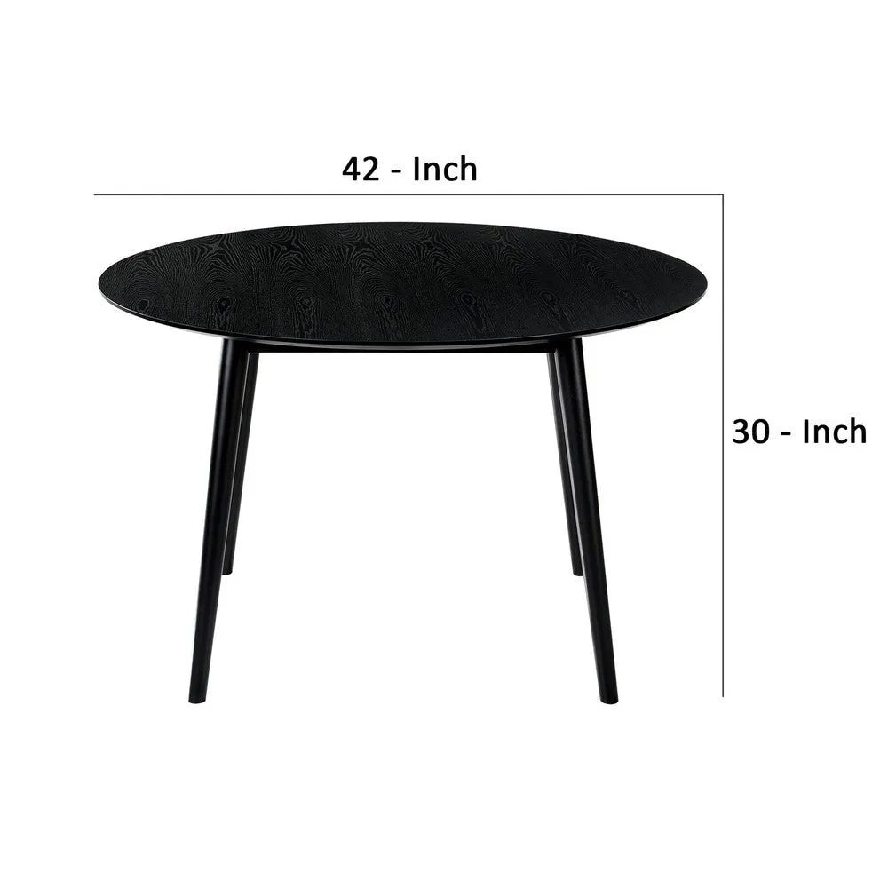 Dining Table with Wood and Rounded Tapered Legs, Black By Casagear Home