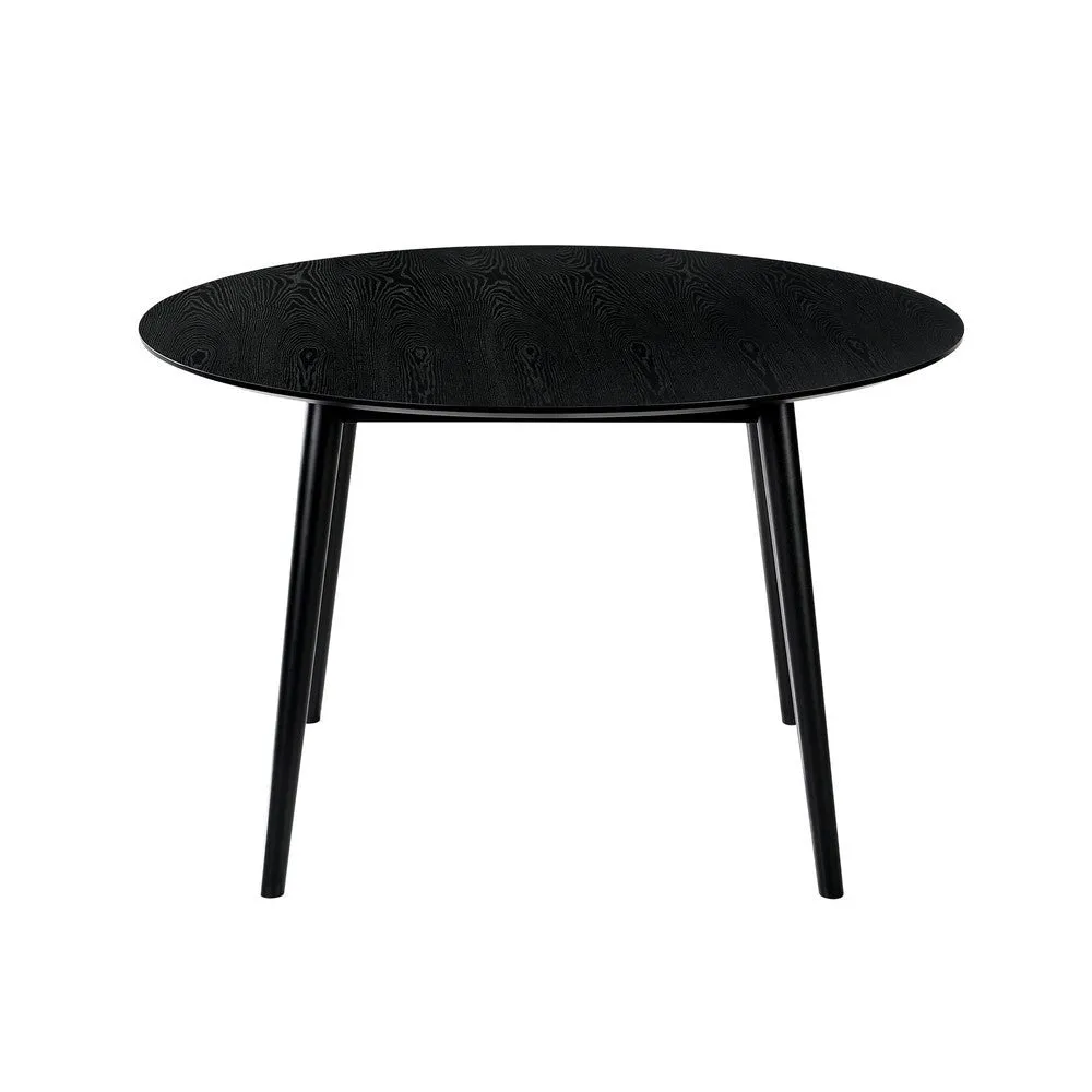 Dining Table with Wood and Rounded Tapered Legs, Black By Casagear Home
