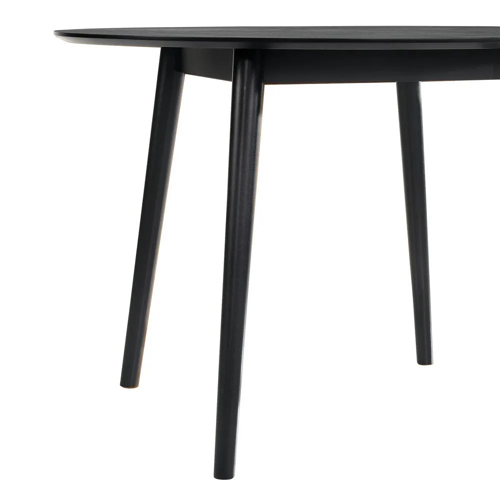 Dining Table with Wood and Rounded Tapered Legs, Black By Casagear Home