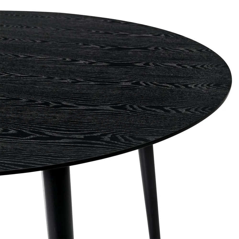 Dining Table with Wood and Rounded Tapered Legs, Black By Casagear Home