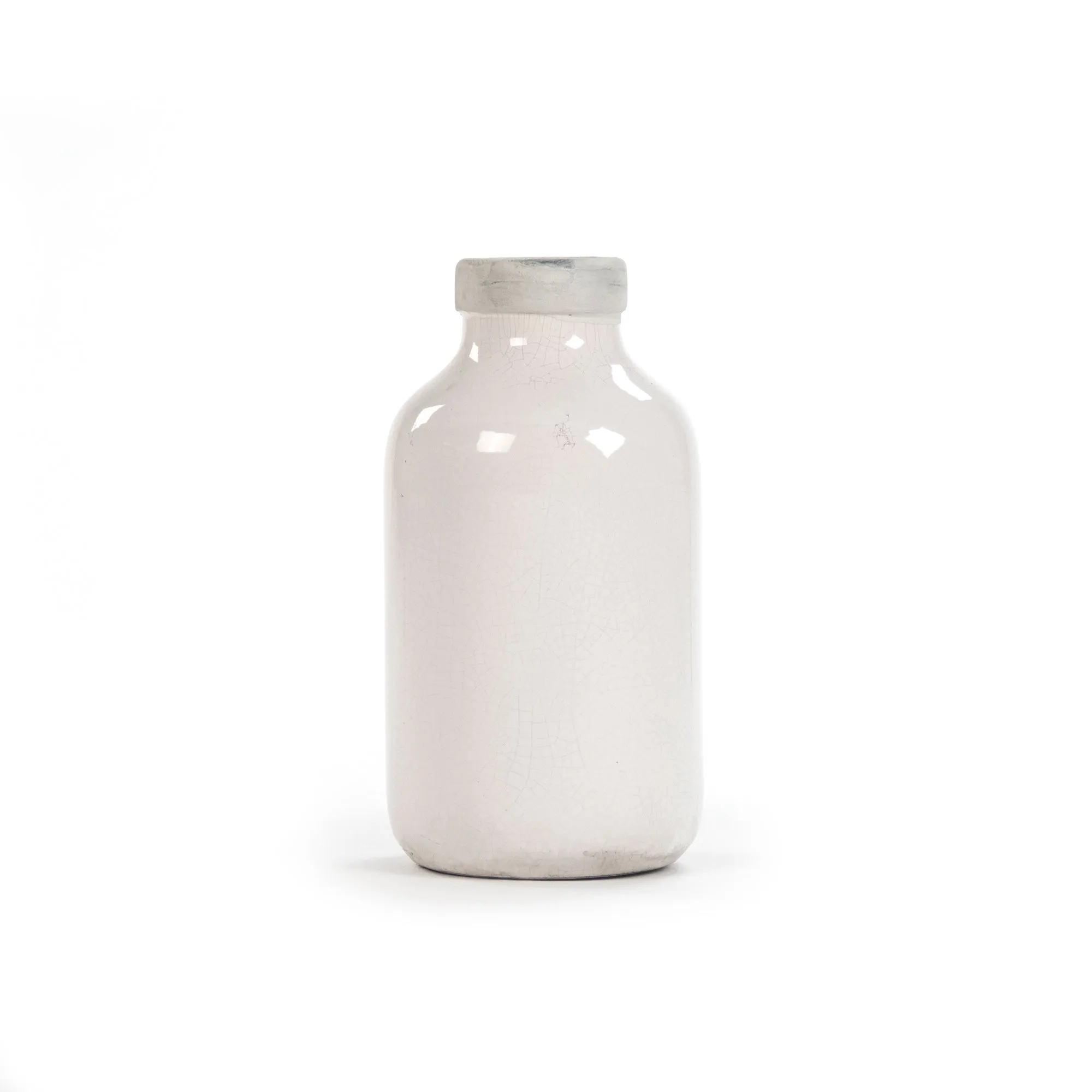 Distressed Crackle White Vase (6791S A369A) by Zentique