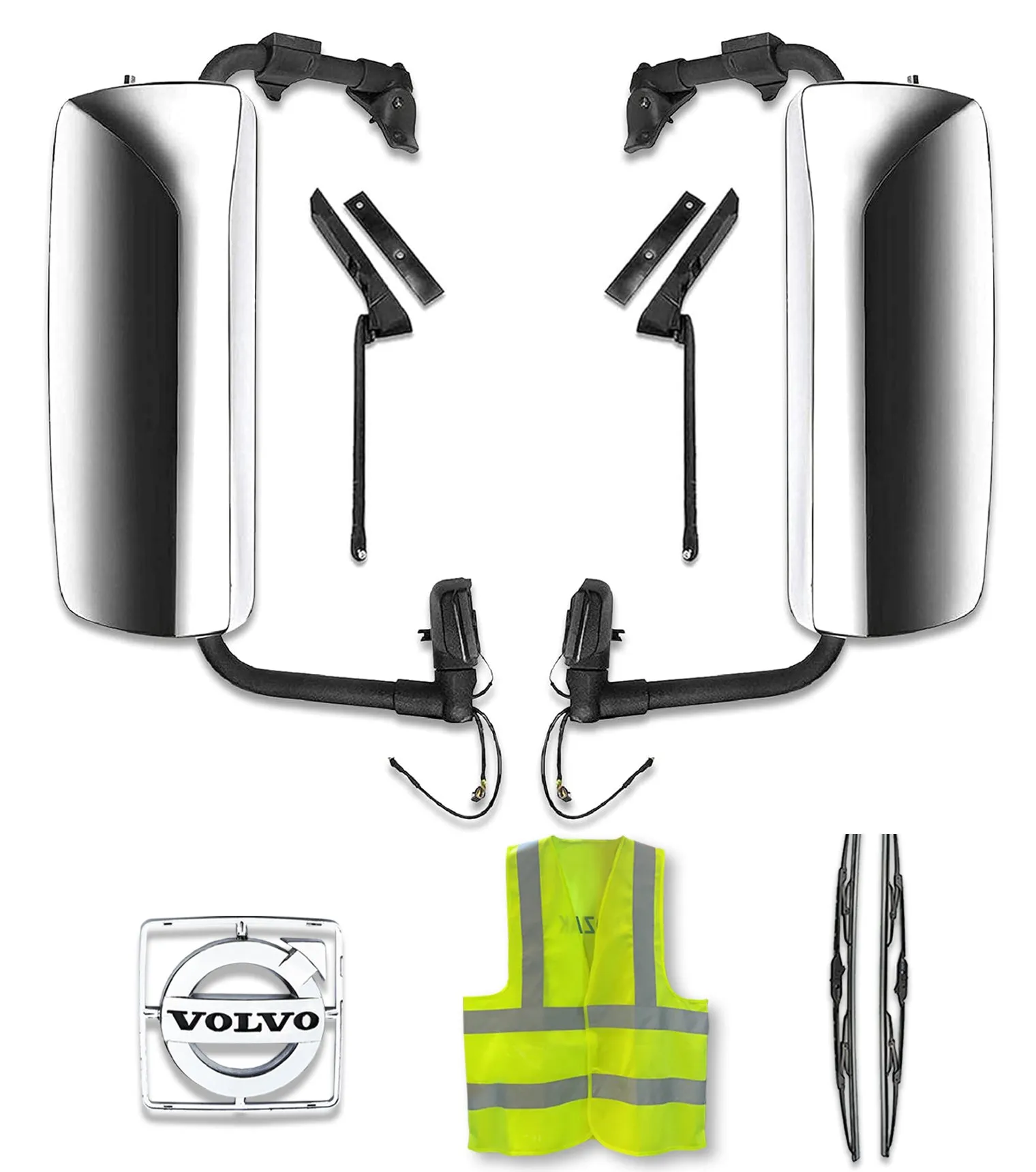 Door Side Mirrors Chrome Power Heated Set 2004-2024 Volvo VNL VNM VNX VNR