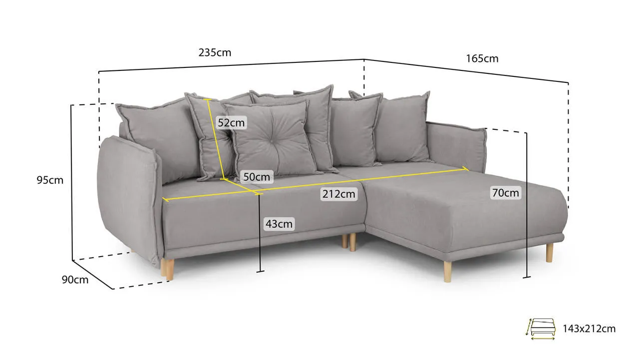 Dube Sofabed - Beige Universal Corner - 235 x 165 CM