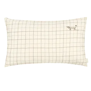 Embroidered Rectangular Cushion L1N0 in Washed Cotton