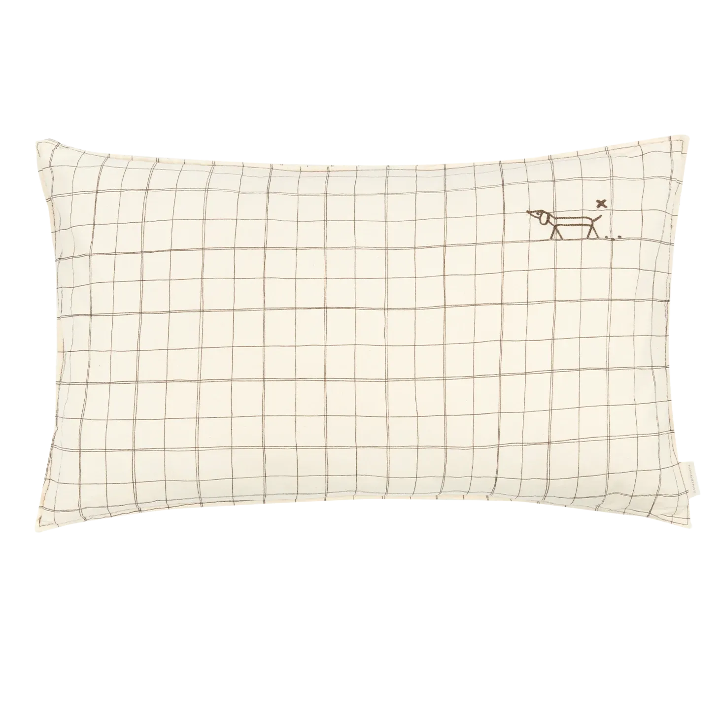 Embroidered Rectangular Cushion L1N0 in Washed Cotton