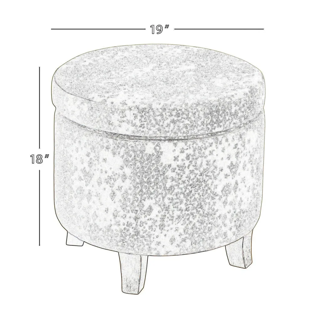 Fabric Upholstered Round Wooden Ottoman with Lift Off Lid Storage, Gray and Brown - K7490-A810 By Casagear Home