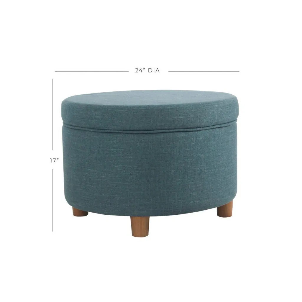 Fabric Upholstered Wooden Ottoman with Lift Off Lid Storage, Teal Blue - K7703-F2273 By Casagear Home