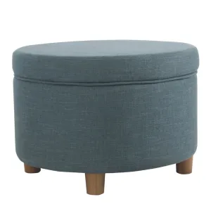 Fabric Upholstered Wooden Ottoman with Lift Off Lid Storage, Teal Blue - K7703-F2273 By Casagear Home