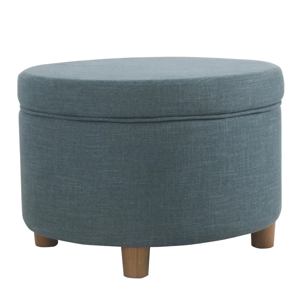 Fabric Upholstered Wooden Ottoman with Lift Off Lid Storage, Teal Blue - K7703-F2273 By Casagear Home