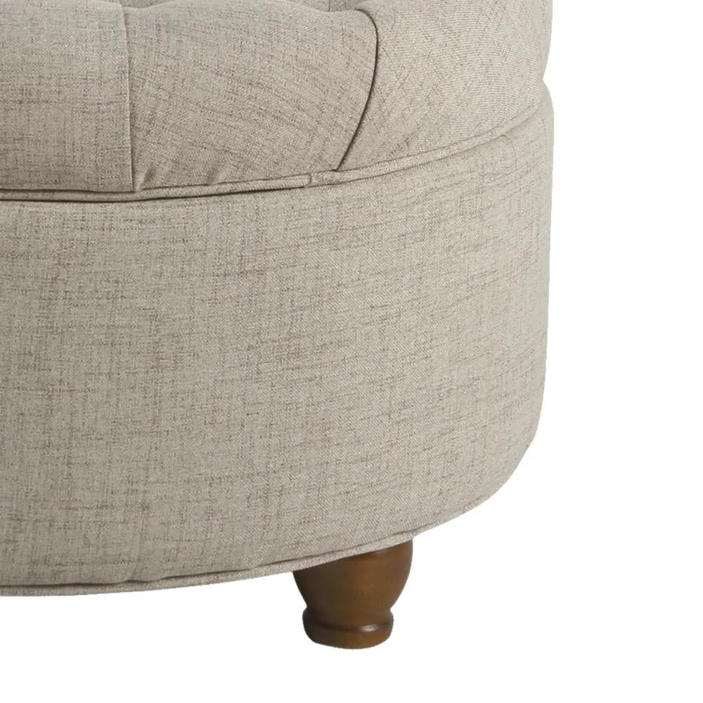 Fabric Upholstered Wooden Ottoman with Tufted Lift Off Lid Storage, Beige - N8264-F2207 By Casagear Home