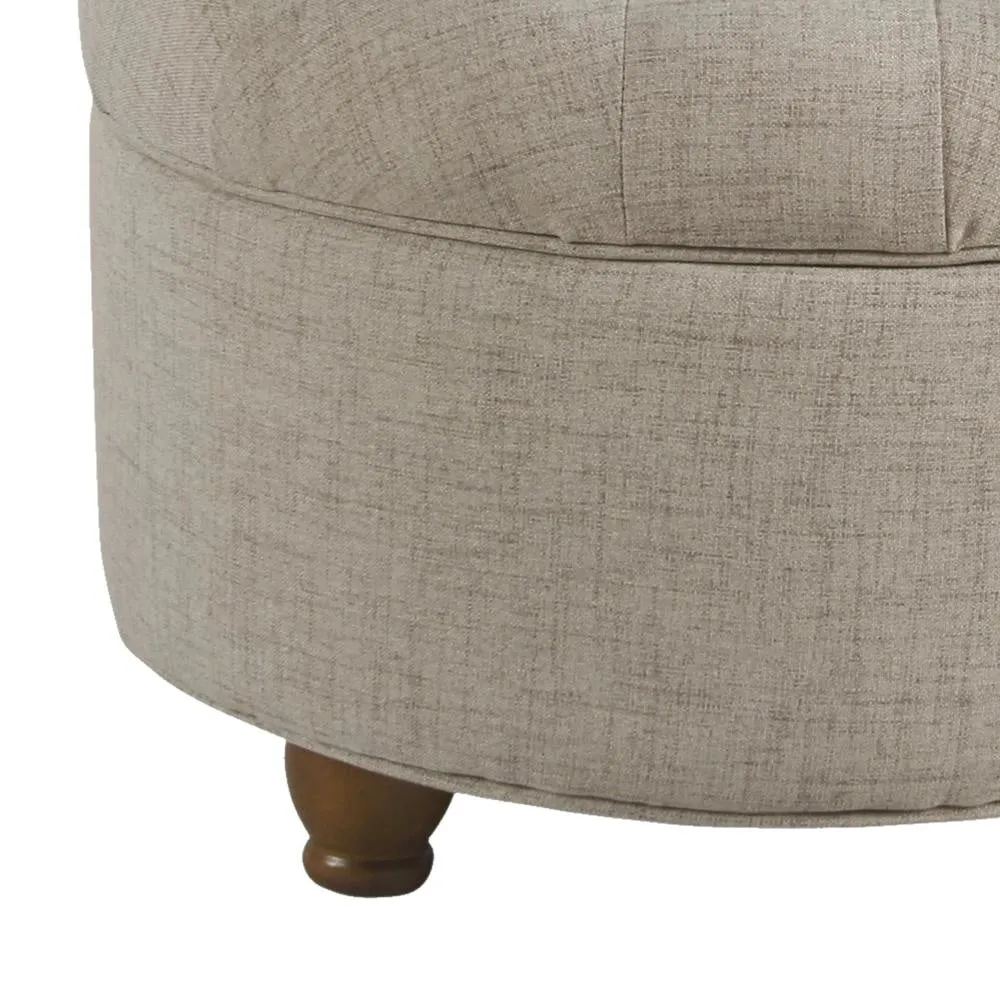 Fabric Upholstered Wooden Ottoman with Tufted Lift Off Lid Storage, Beige - N8264-F2207 By Casagear Home