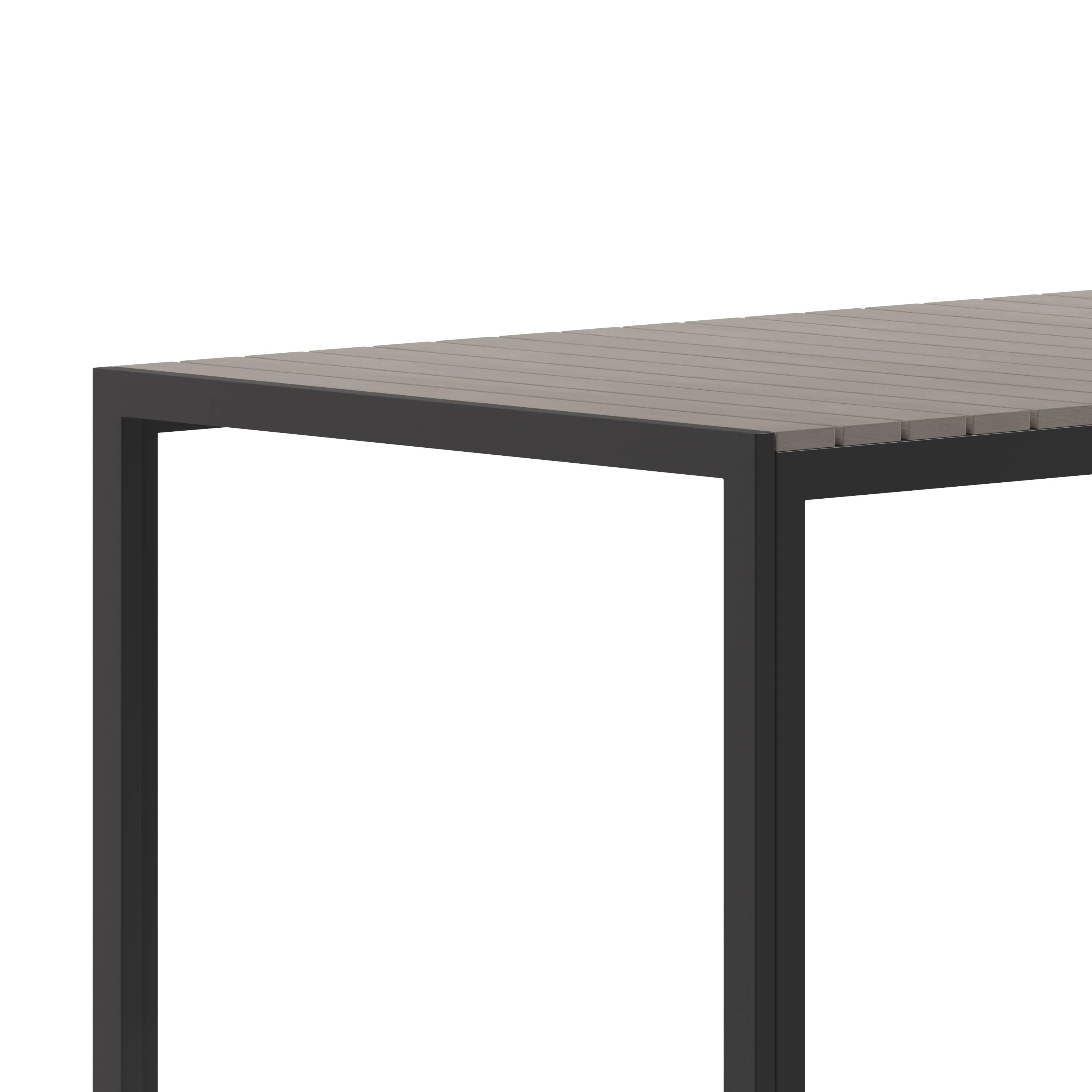 Finch Commercial Grade Outdoor Dining Table 55" x 31" with Faux Teak Poly Slats and Metal Frame