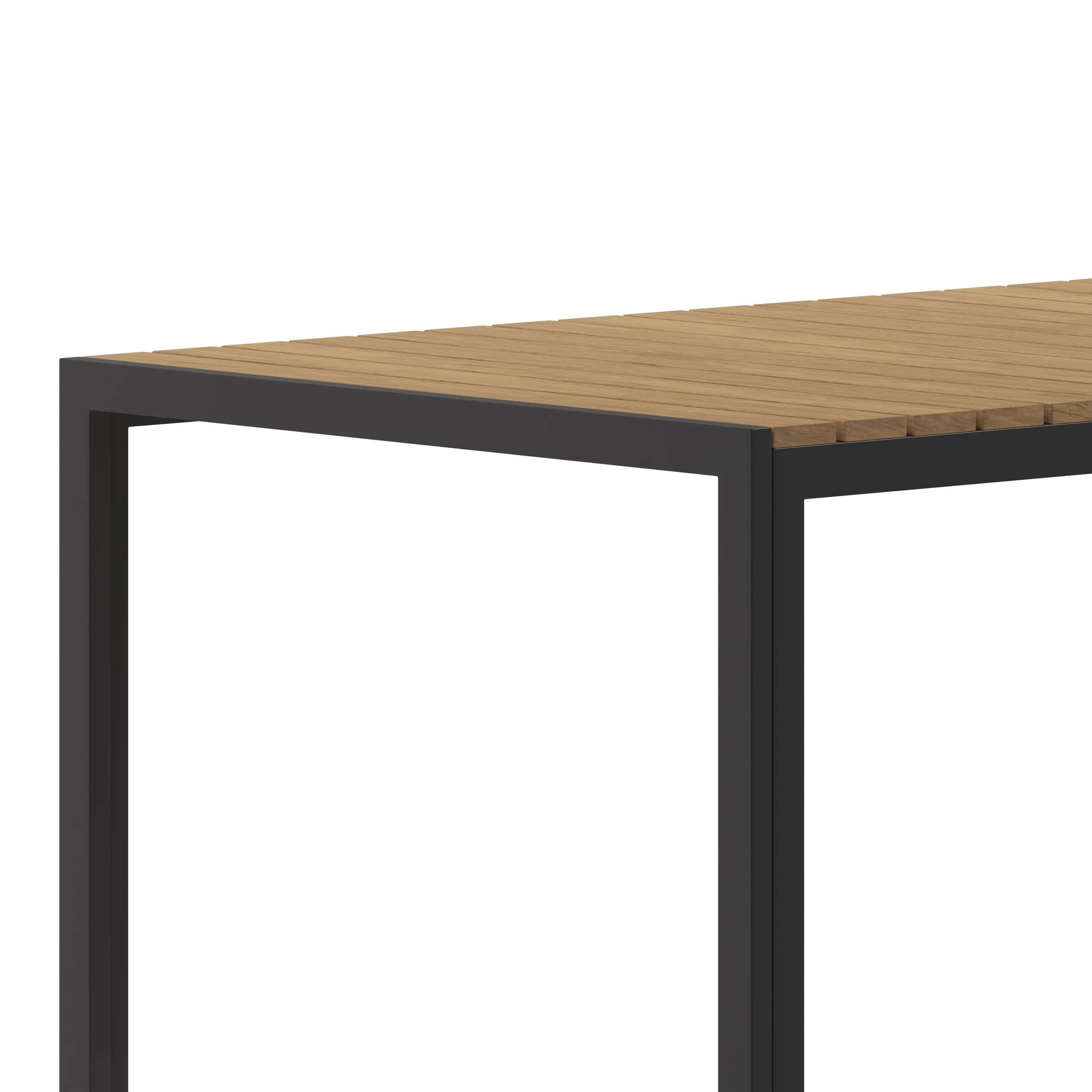 Finch Commercial Grade Outdoor Dining Table 55" x 31" with Faux Teak Poly Slats and Metal Frame