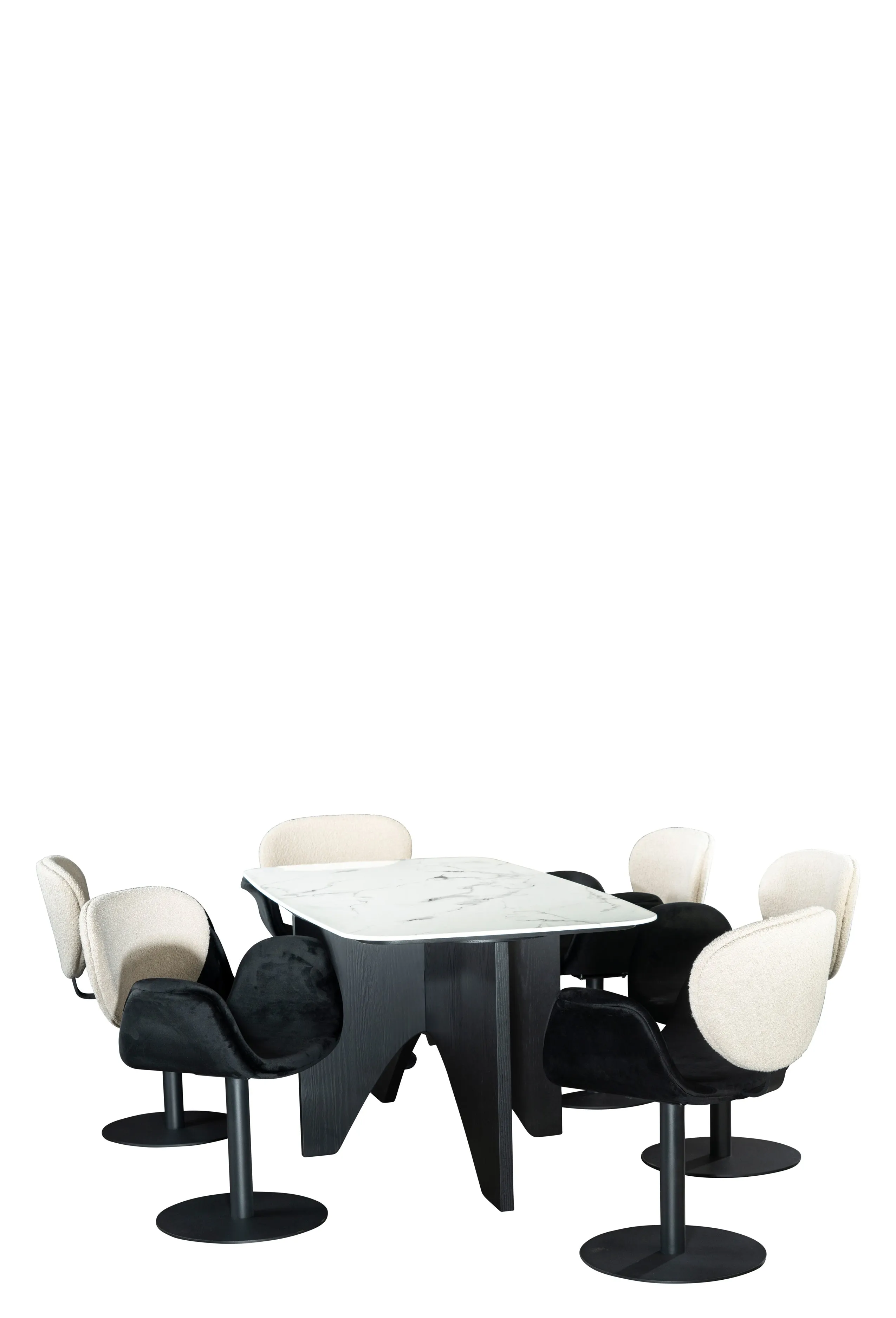 Finneas Rectangular Dining Table in Black and White