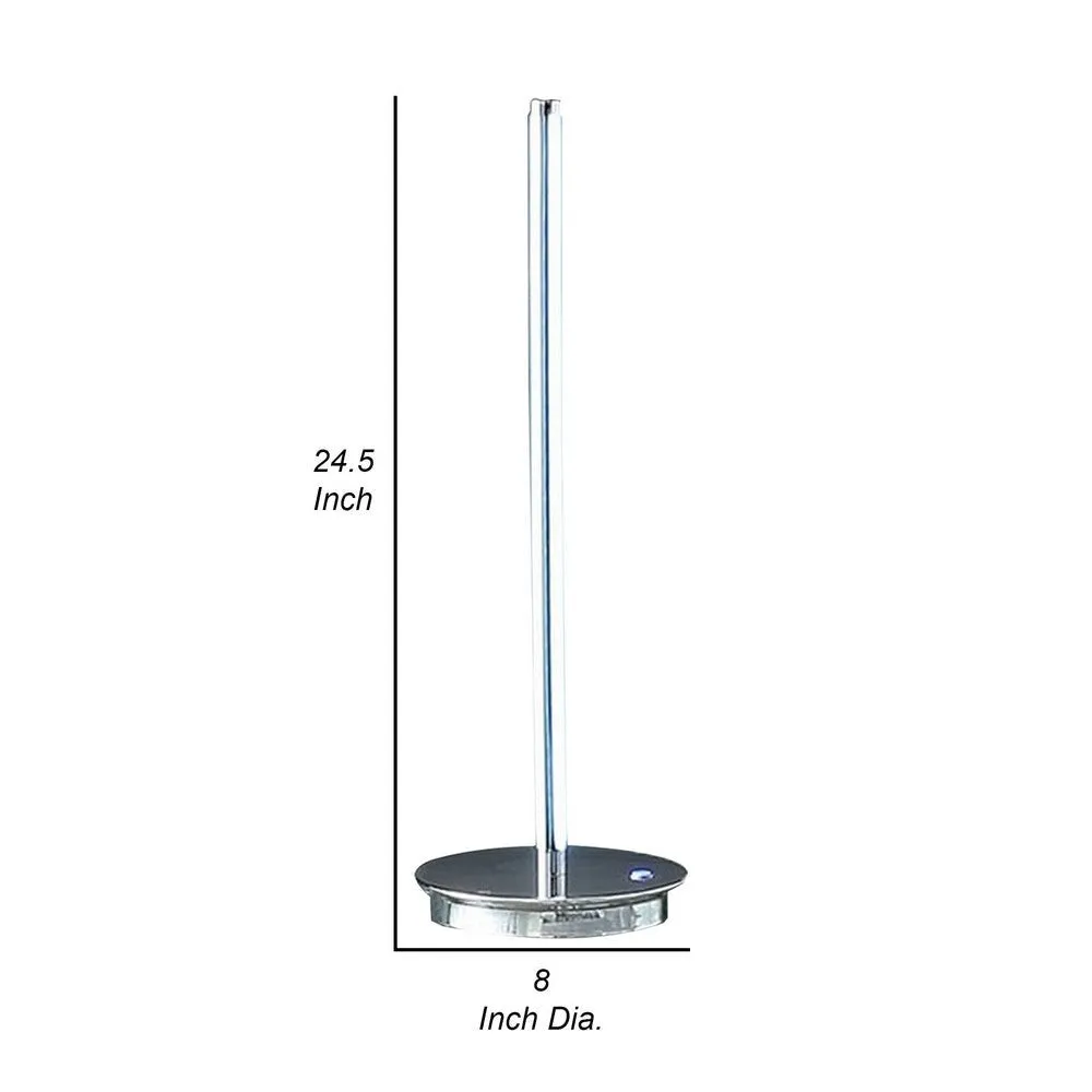 Fizo 25 Inch Table Lamp, Sleek Design, LED Light, Touch Switch, Silver By Casagear Home