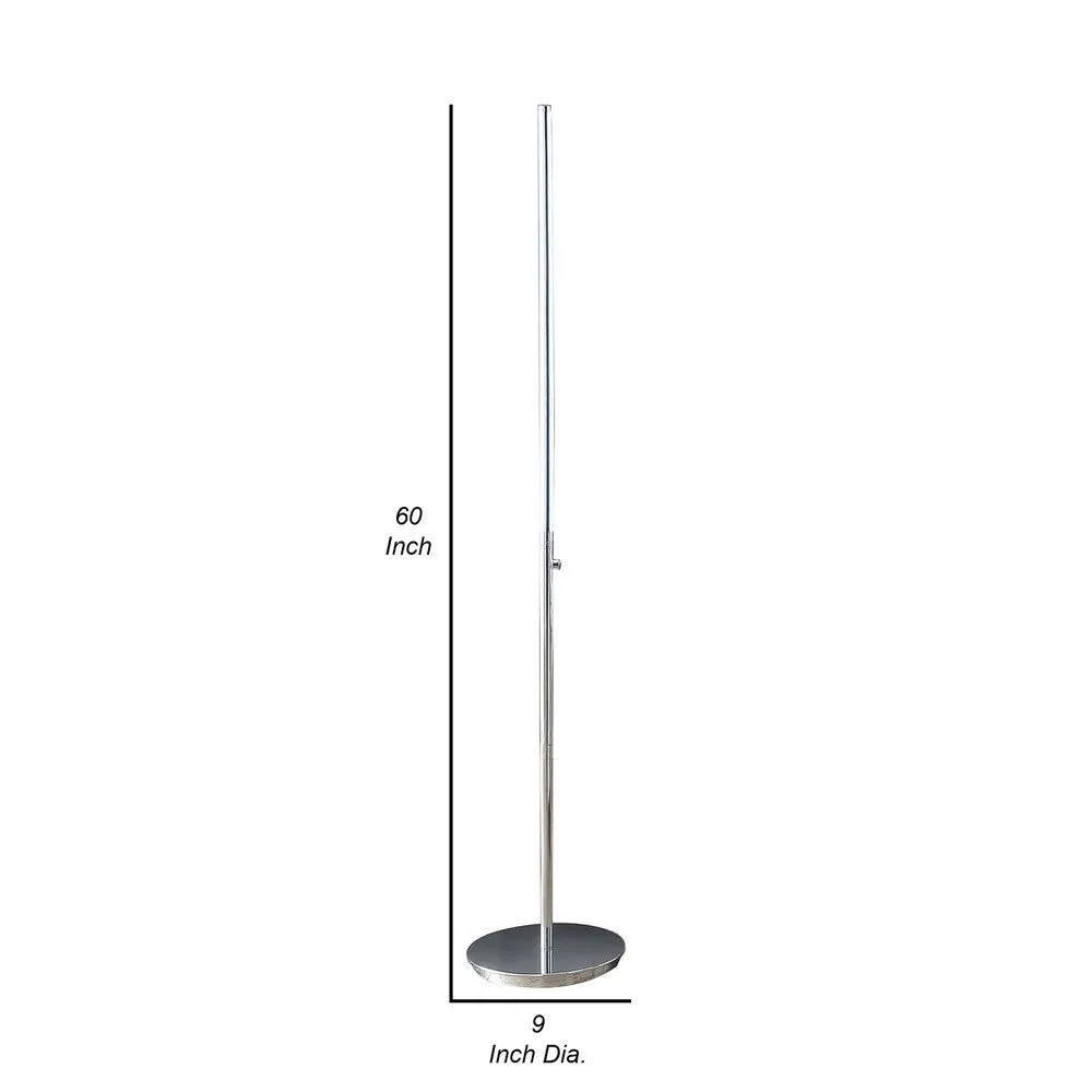 Fizo 60 Inch Floor Lamp, LED Light, Metal Base with Touch Switch, Chrome By Casagear Home
