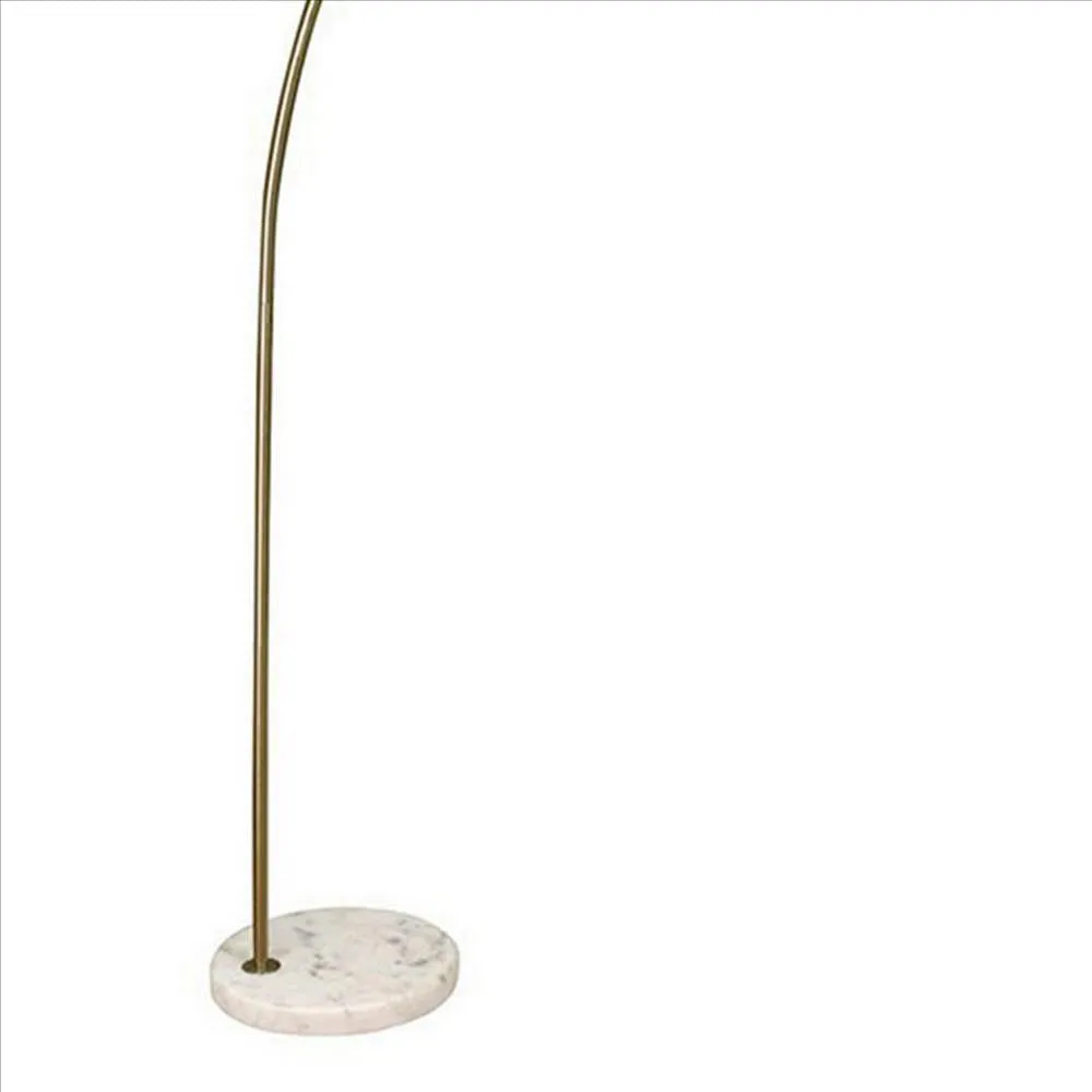 Floor Lamp with Arched Extendable Neck and Marble Base, Antique Gold By Casagear Home